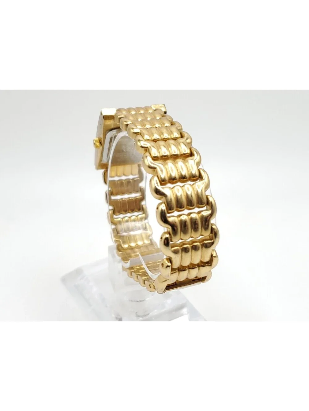 Elizabeth Taylor Womens Watch New Battery Gold Tone Silver Dial Rectangle 22mm